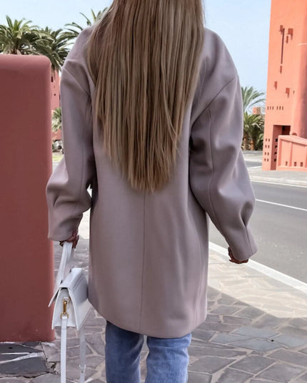 Full Size Double-Breasted Wool Coat Plus Size