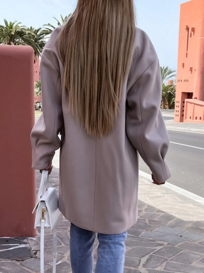 Full Size Double-Breasted Wool Coat Plus Size