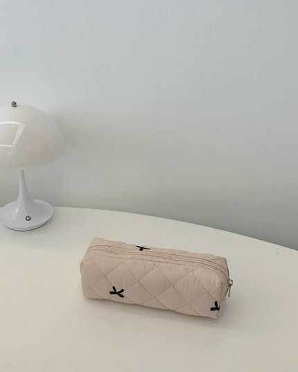 Bow Embroidered Quilted Storage Bag