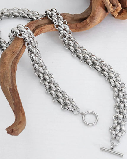 Gold Chain Link Jewelry Set with Necklace and Bracelet 