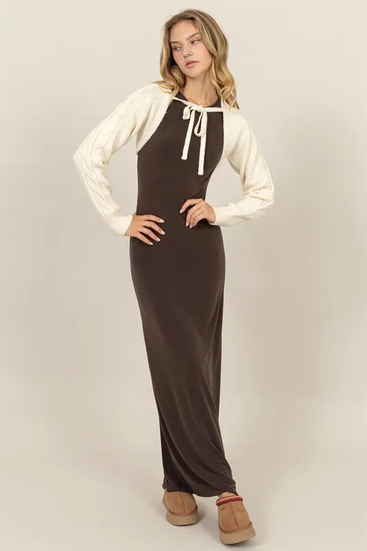 HYFVE Cable-Knit Tie-Front Shrug