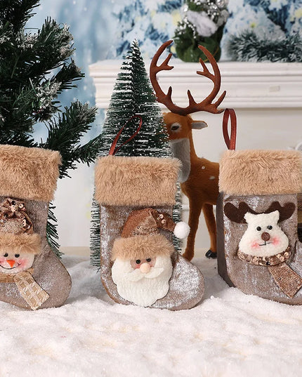 Christmas Stockings Christmas Decoration Supplies Christmas Tree Decoration Ornaments Santa Claus Gift Bags Small Socks One Combination Pack Of Three Models