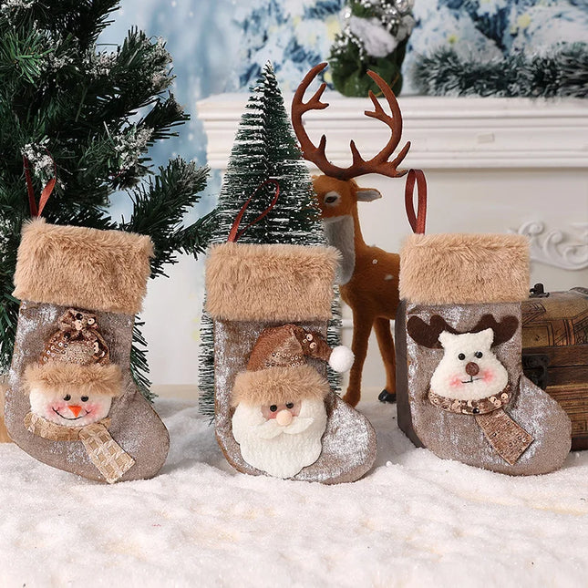 Christmas Stockings Christmas Decoration Supplies Christmas Tree Decoration Ornaments Santa Claus Gift Bags Small Socks One Combination Pack Of Three Models