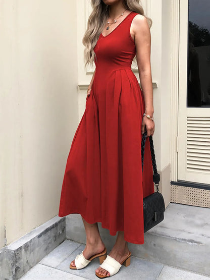 V-Neck Midi Tank Dress
