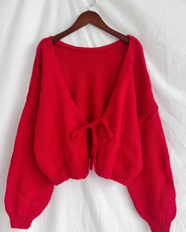 Tied Drop Shoulder Cardigan