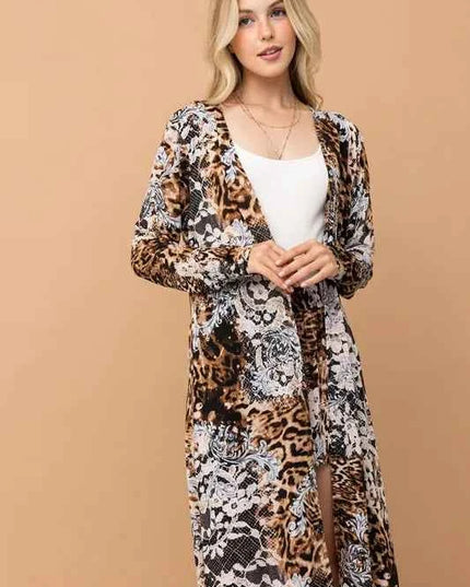 And The Why Animal Print Kimono and Shorts Set