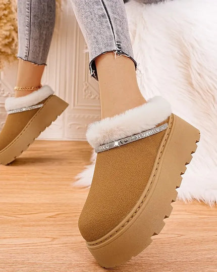 Round Toe Platform Boots Camel