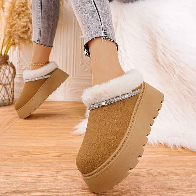 Round Toe Platform Boots Camel
