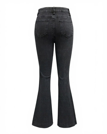 Button Fly High Waist Flare Jeans