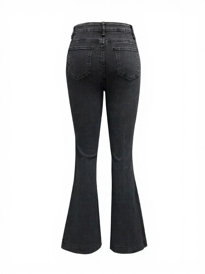 Button Fly High Waist Flare Jeans