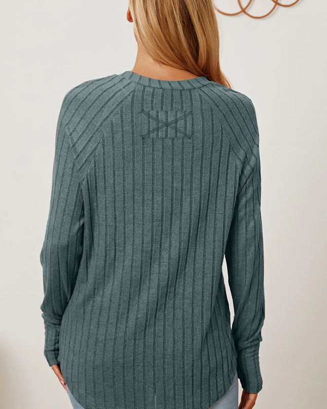 Basic Bae Full Size Ribbed Thumbhole Sleeve T-Shirt