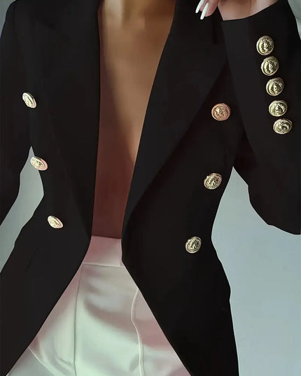 Decor Button Lapel Collar Blazer