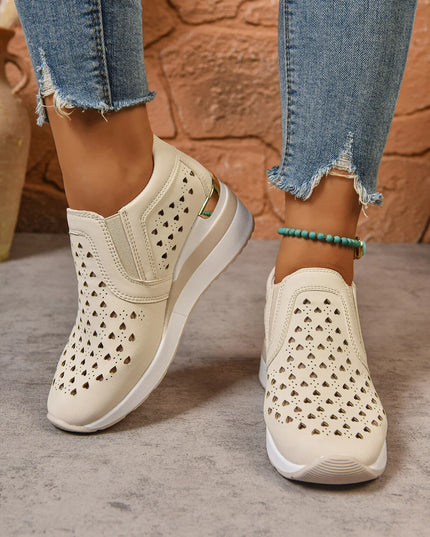Breathable Cutout Wedge Sneakers 