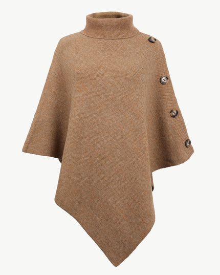 Turtleneck Buttoned Poncho