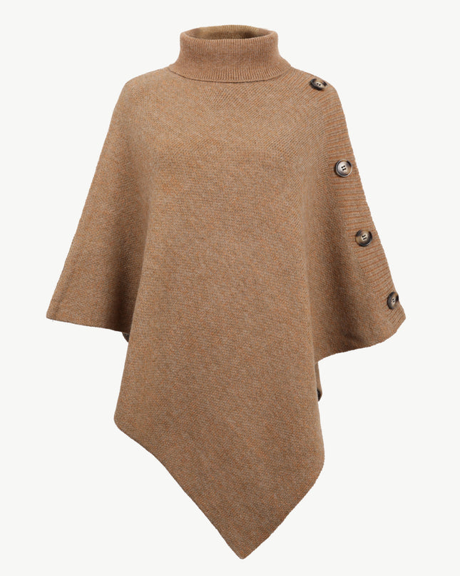 Turtleneck Buttoned Poncho