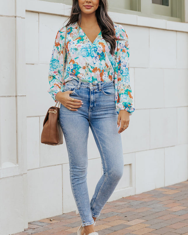Floral Long Balloon Sleeve Bodysuit