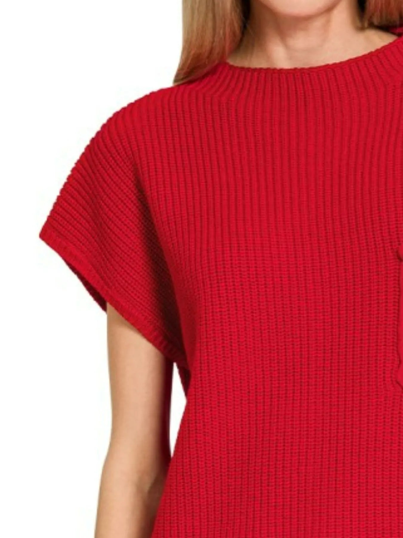Zenana Mock Neck Short Sleeve Sweater