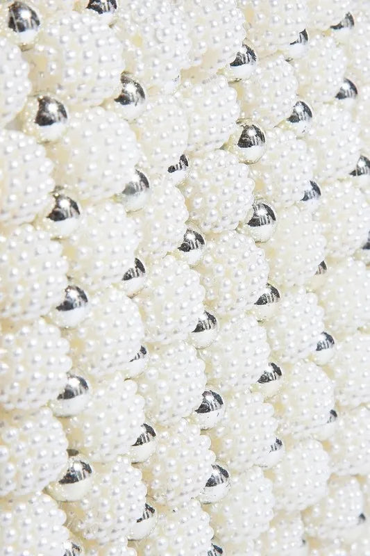 Fame Metallic and Pearl Cluster Beaded Handbag 