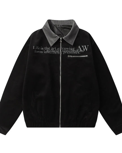 Men's Zip Up Long Sleeve Jacket Black