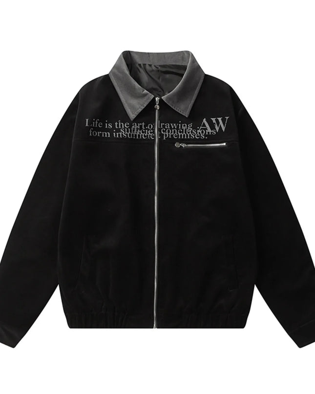 Men's Zip Up Long Sleeve Jacket Black