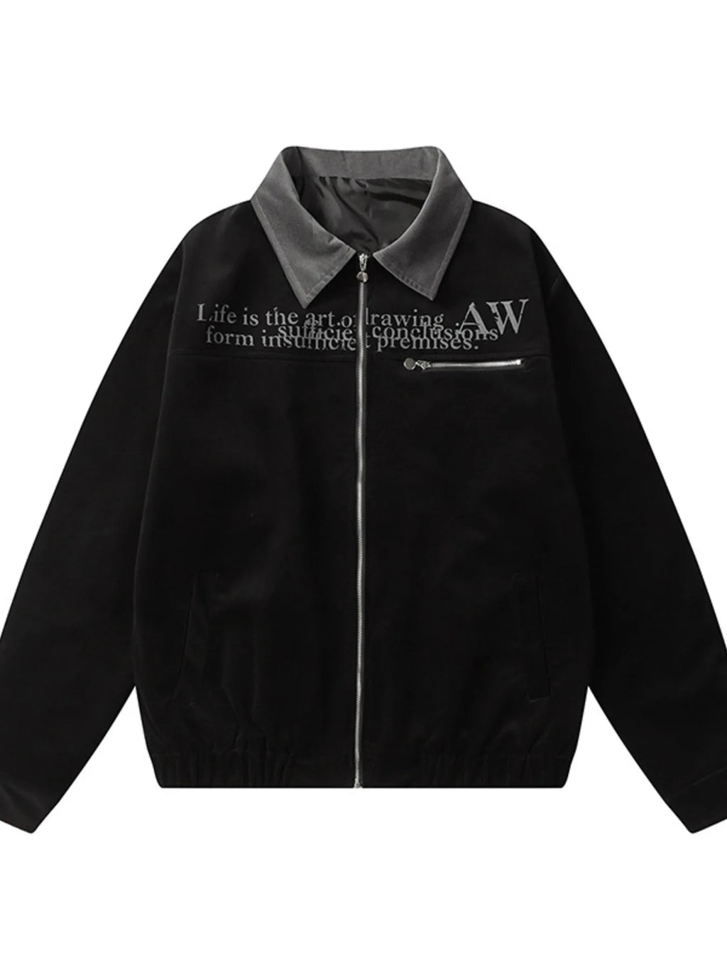 Men's Zip Up Long Sleeve Jacket Black