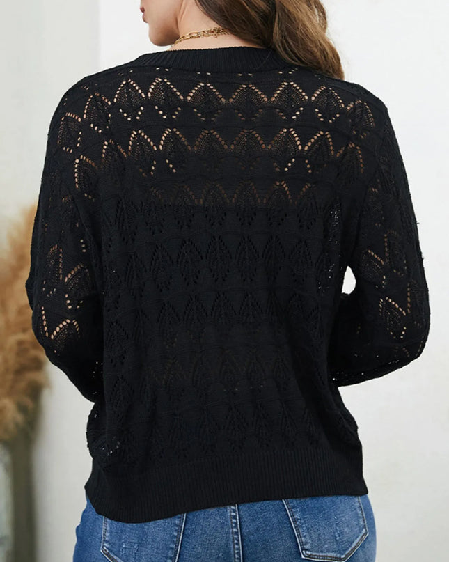 Openwork Button Up Cardigan