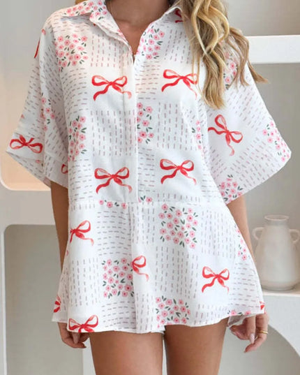 Printed Tie Waist Romper