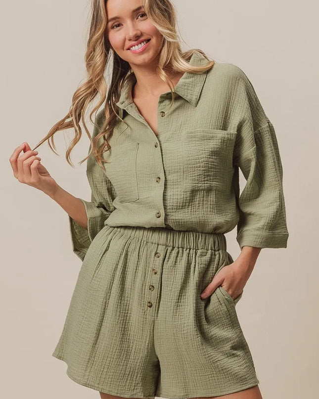 BiBi Crinkle Gauze Shirt and Short Set