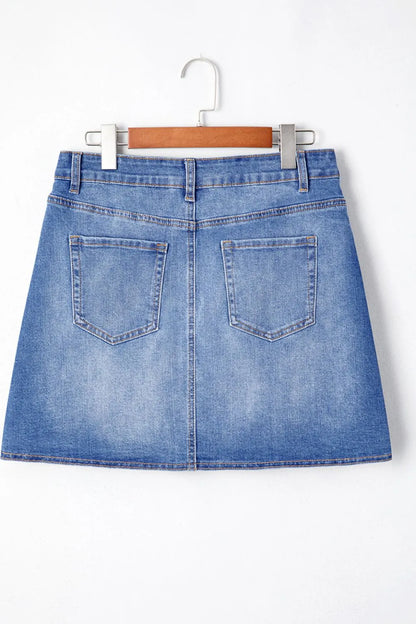 Wrapped Crossed Waist Denim Mini Skirt 