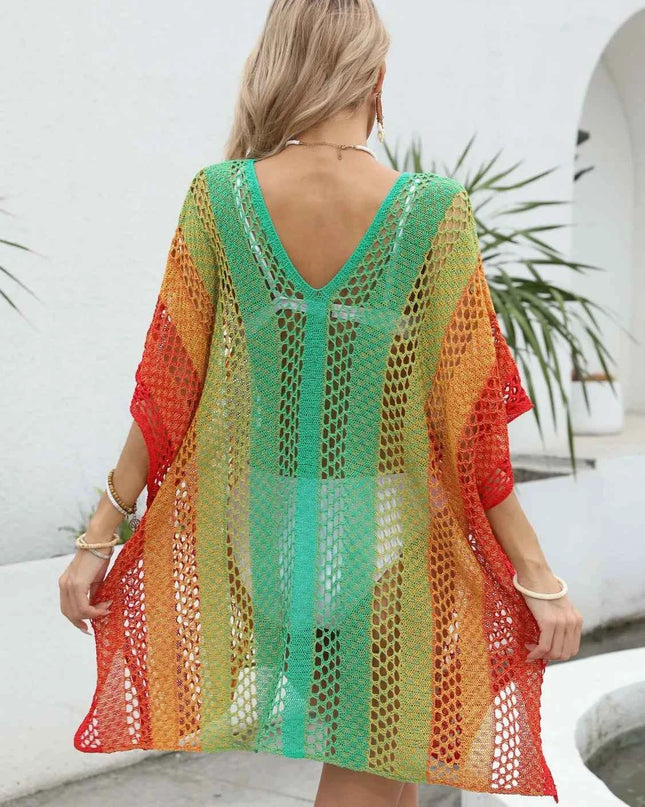 Rainbow Gradient Crochet Beach Cover Up