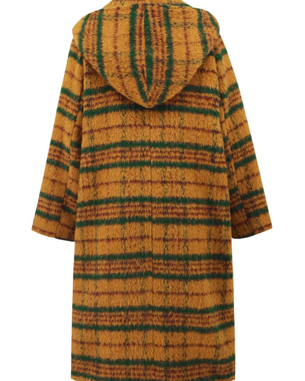 Plaid Long Sleeve Hooded Coat with Pockets