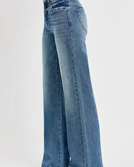 RISEN Full Size Tummy Control High Rise Wide Adjustable Waist Band Jeans Plus Size