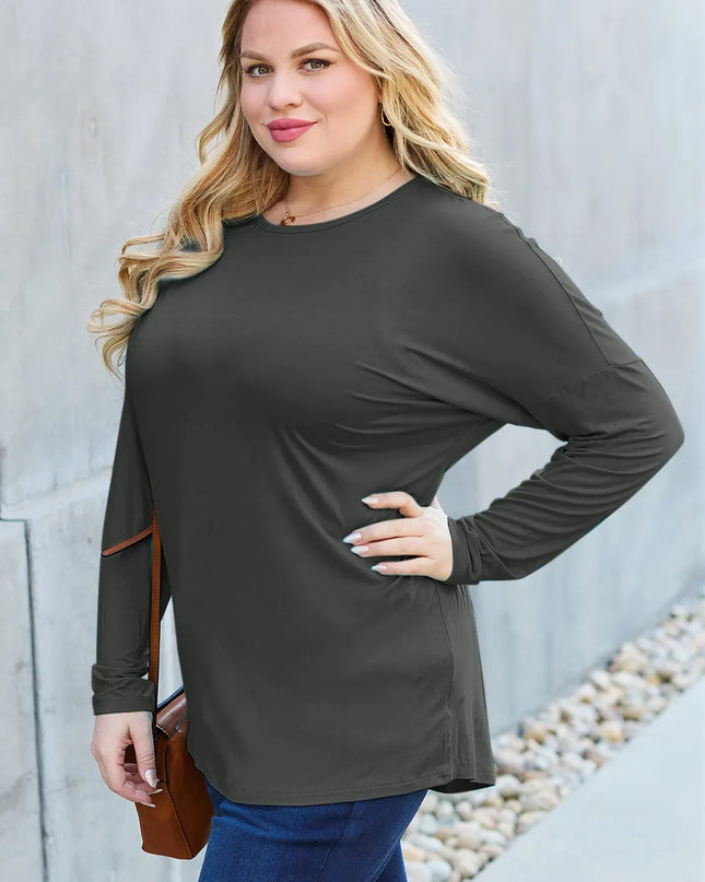Basic Bae Full Size Round Neck Dropped Shoulder T-Shirt
