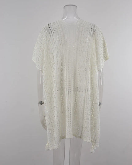 Angel Wings Cutout V-Neck Cover-Up with Tassel 