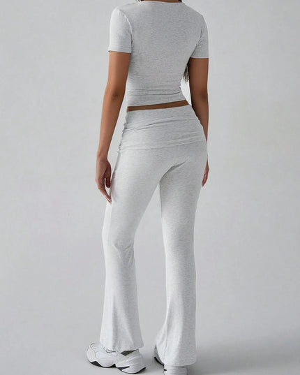 Devine V-Neck Top and Bootcut Leggings Set 