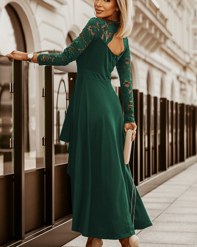 Lace High-Low V-Neck Dress 