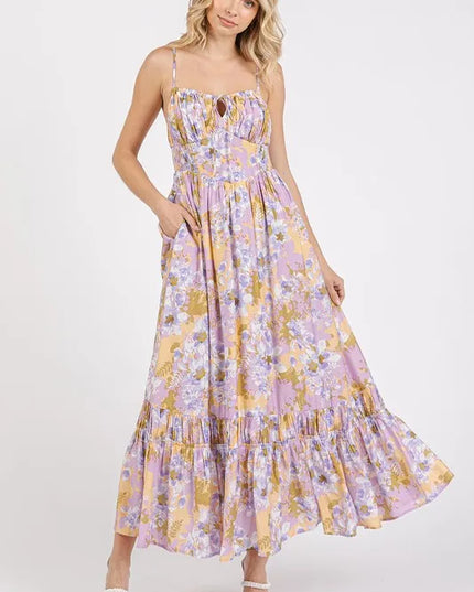 Mittoshop Floral Smocked Back Ruffled Hem Maxi Cami Dress