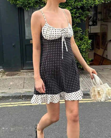 Polka Dot Ruffled Hem Dress