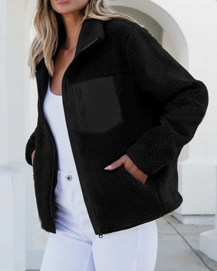 Zip Up Long Sleeve Plush Jacket