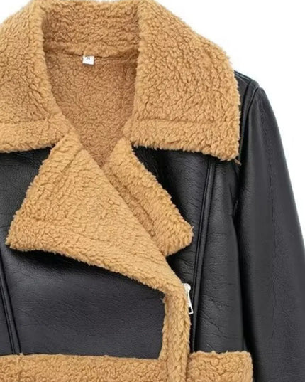 Collared Neck Long Sleeve Plush Cropped Jacket