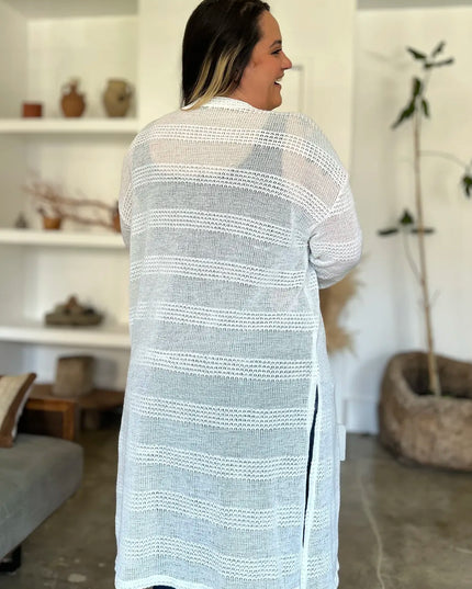 Double Take Full Size Open Front Longline Cardigan 