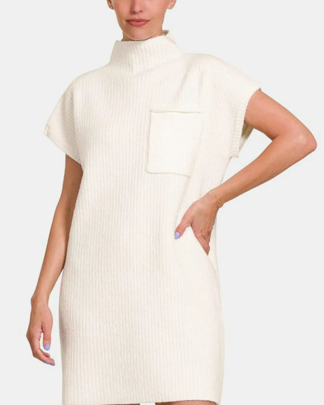 Zenana Short Sleeve Sweater Mini Dress
