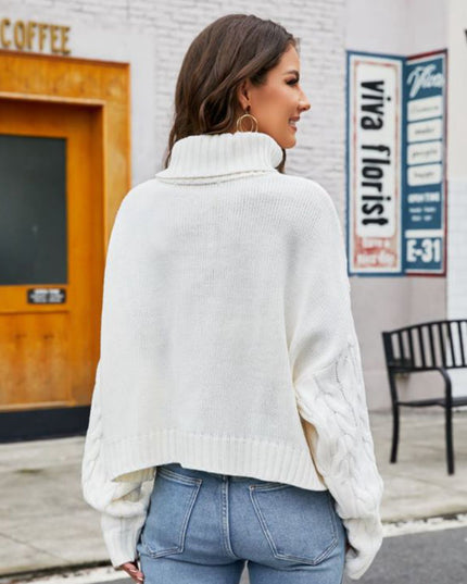 Turtle Neck Cable-Knit Sweater