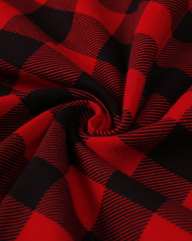 Children's Plaid Ruffle Hem Long Sleeve Dress