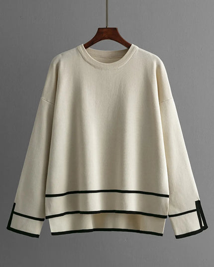 High-Low Round Neck Top and Pants Sweater Set