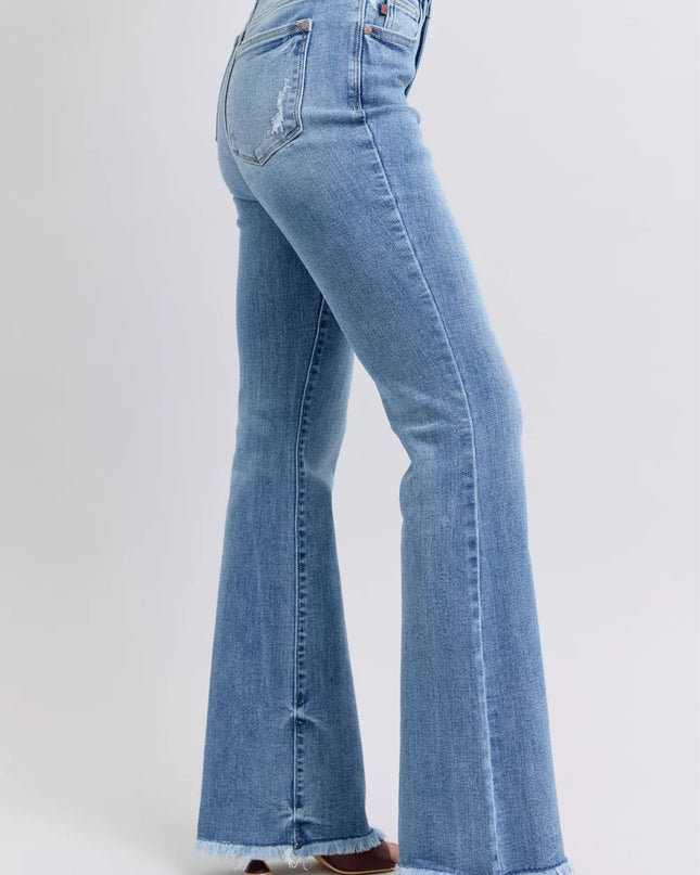 Judy Blue Full Size Raw Hem High Rise Bootcut Jeans