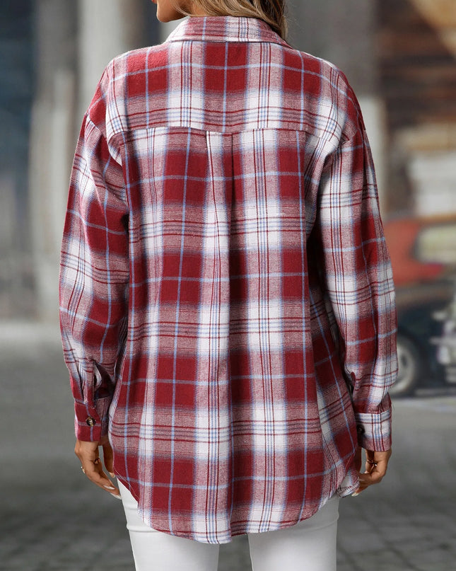Plaid Button-Down Oversized Shirt