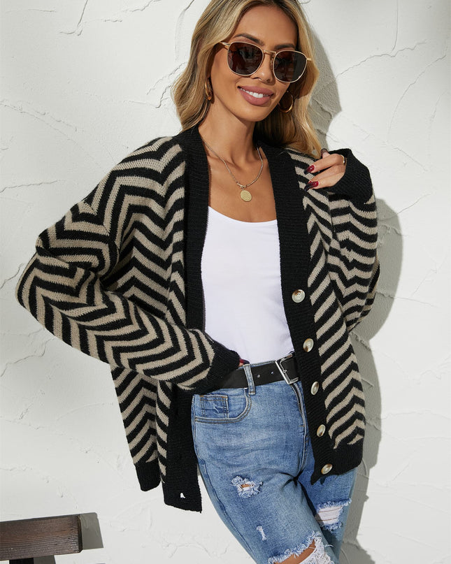 Angel Wings V-Neck Button-Down Cardigan 