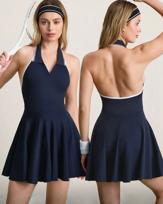 Backless Halter Neck Active Dress 