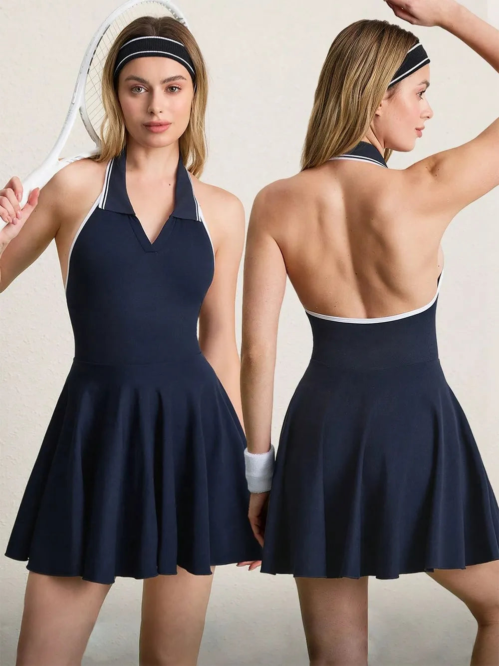 Backless Halter Neck Active Dress 